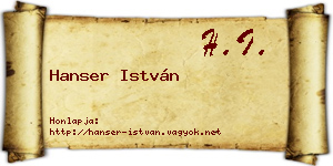 Hanser István névjegykártya